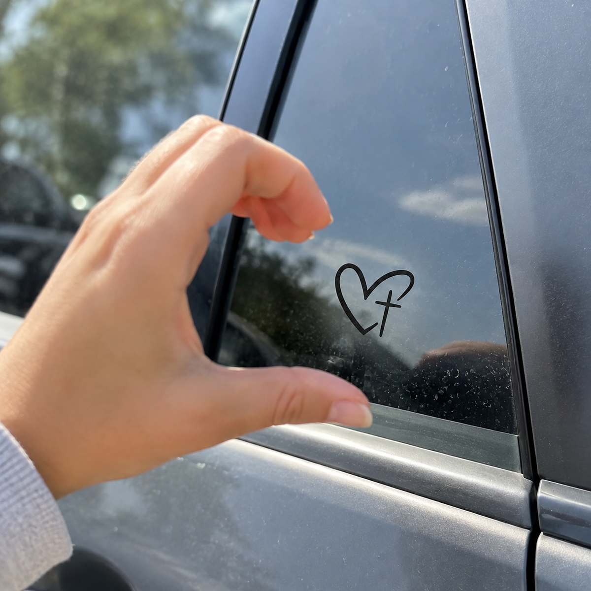 Christian Heart Cross Car Decal