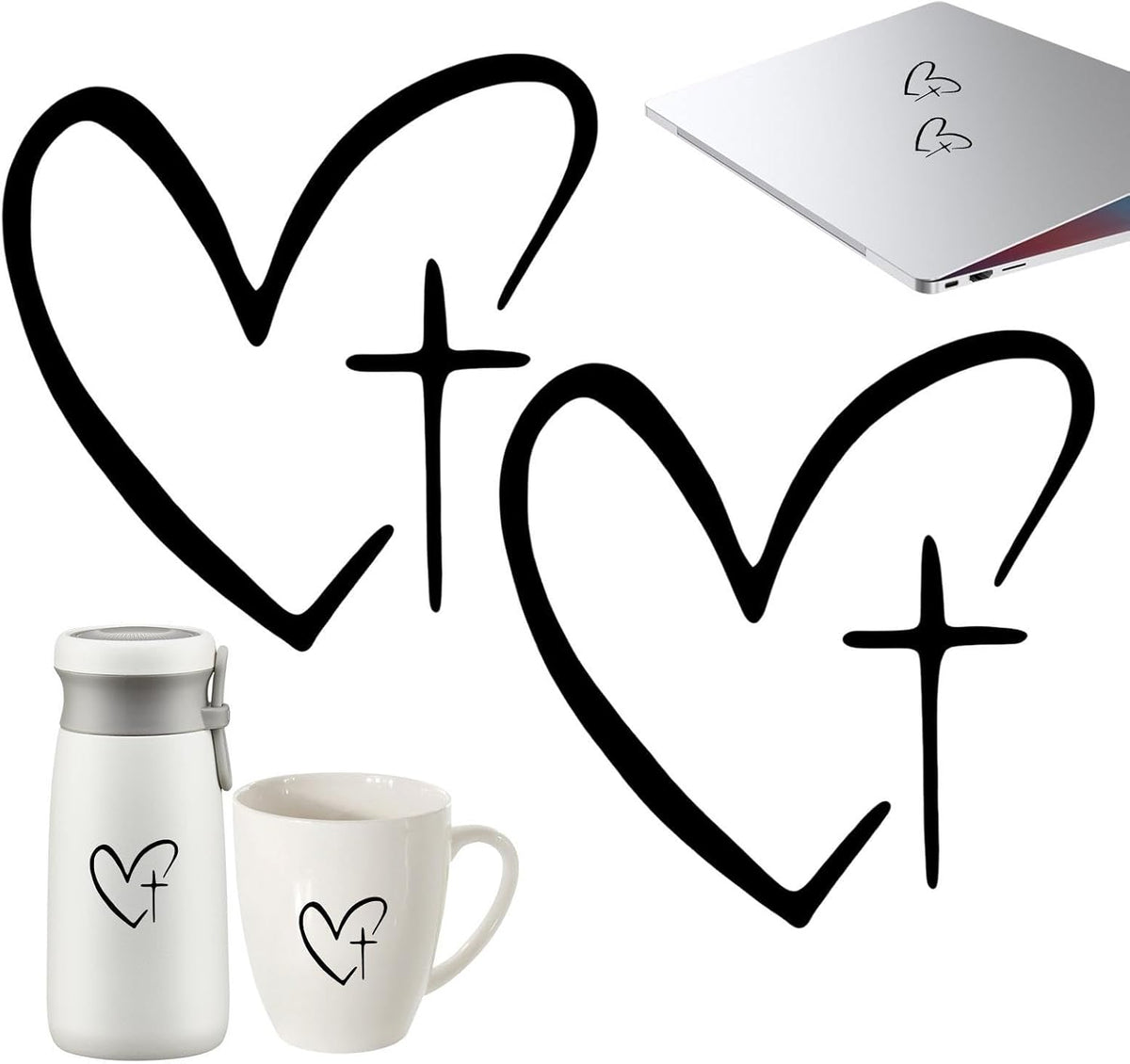 Christian Heart Cross Car Decal